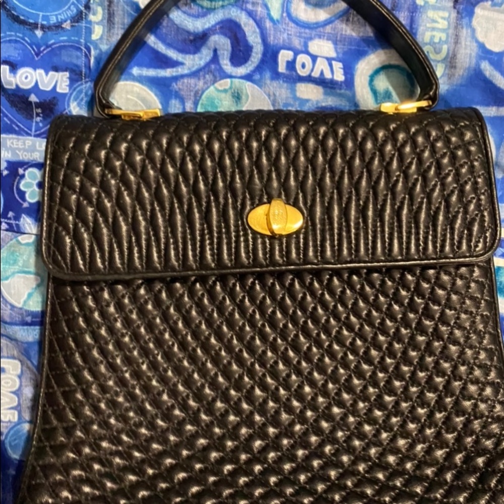 Bally Vintage Black Quilted Top Handle Bag